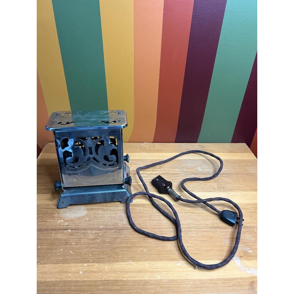 Vintage flip side electric stainless steel silver toaster d - UNTESTED